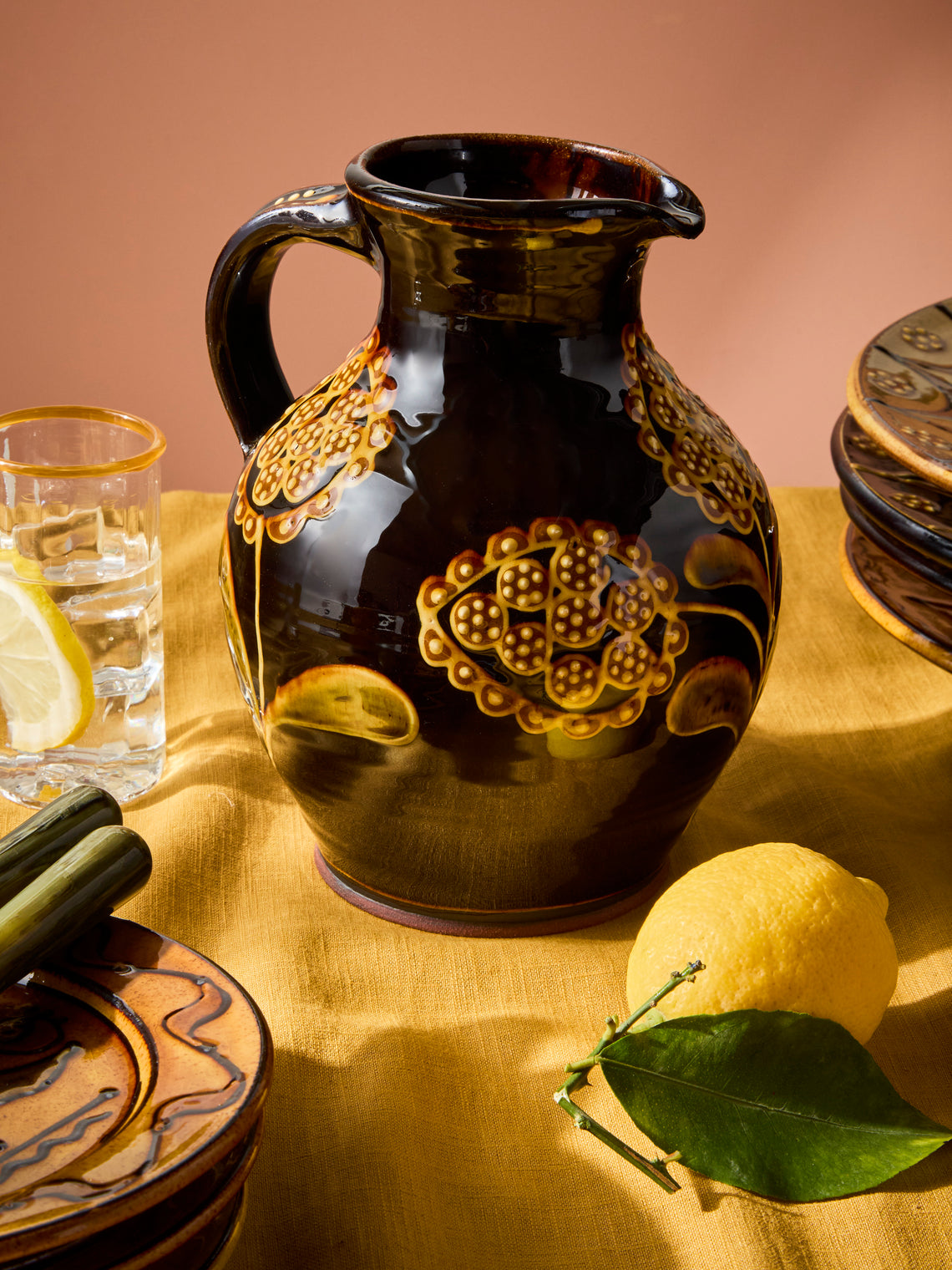 Fitch & McAndrew - Trail Cardamom Slipware Jug - Black - ABASK