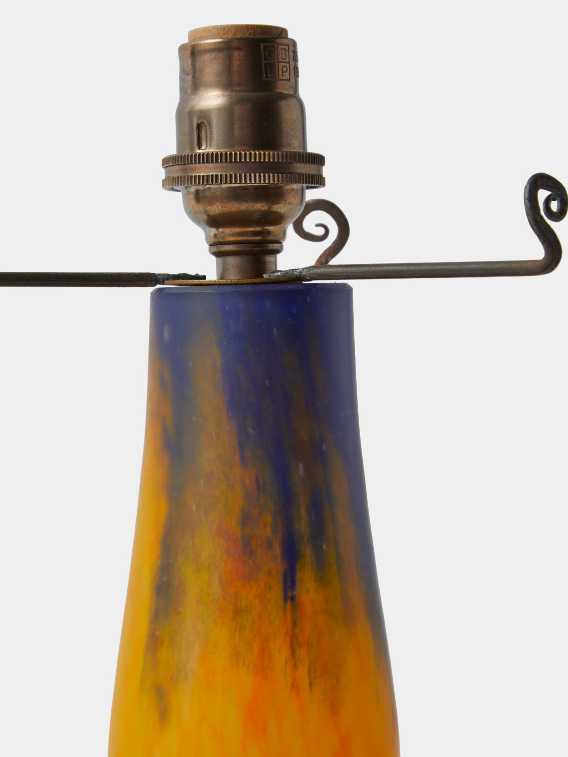Antique and Vintage - Early-20th-Century Art Nouveau Mushroom Glass Table Lamp - Orange - ABASK