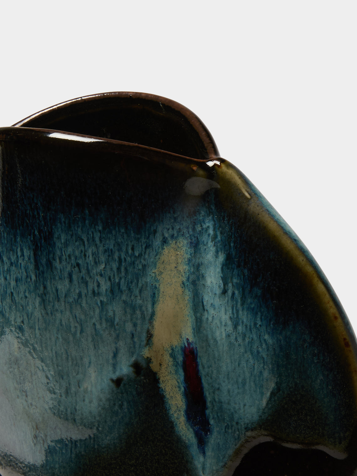 Antique and Vintage - 1950s French Ceramic Vase (7.5in/19.5cm) - Blue - ABASK