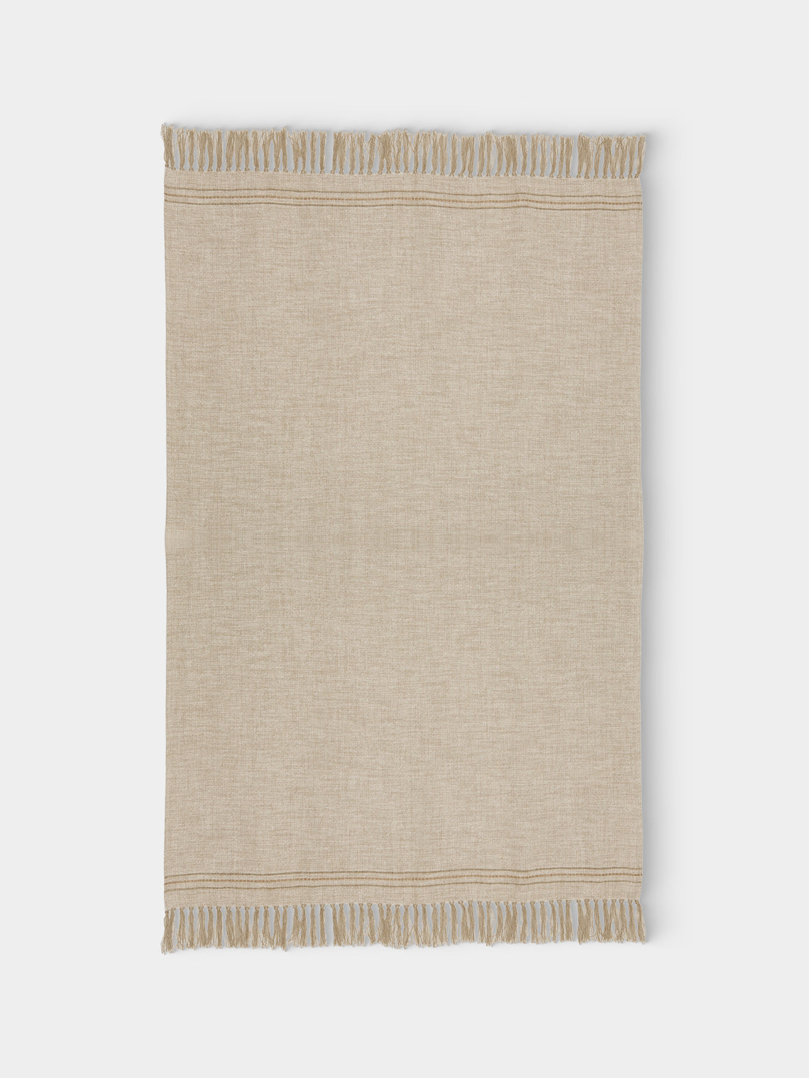 de Le Cuona - Hoxton Linen Fringed and Leather-Detail Throw (94.5in/2.4m) - Cream - ABASK