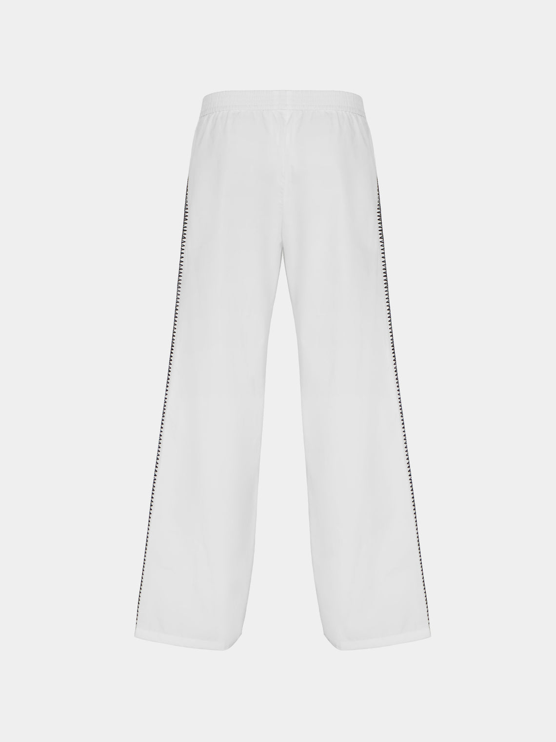 Sebline - Hand-Embroidered Cotton Pajama Trousers | Size: M/L - White - ABASK
