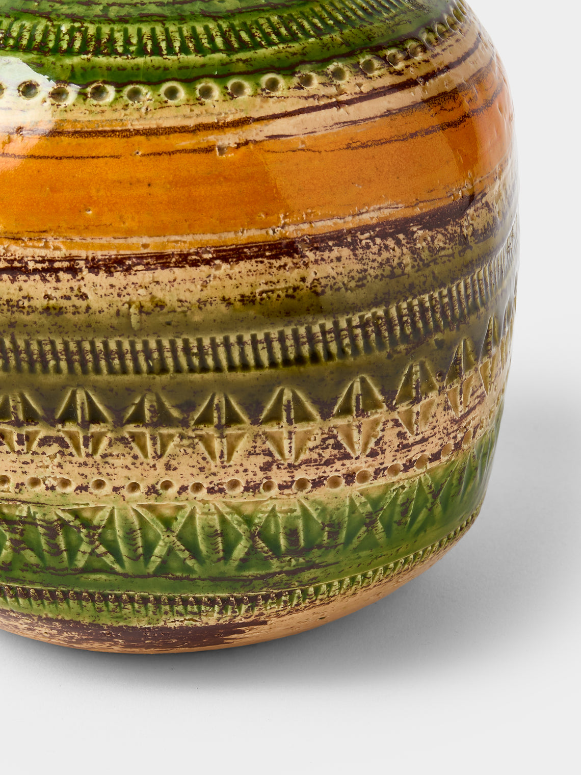 Antique and Vintage - 1950s Bitossi Ceramiche Sahara Ceramic Vase (6in/15cm) - Green - ABASK