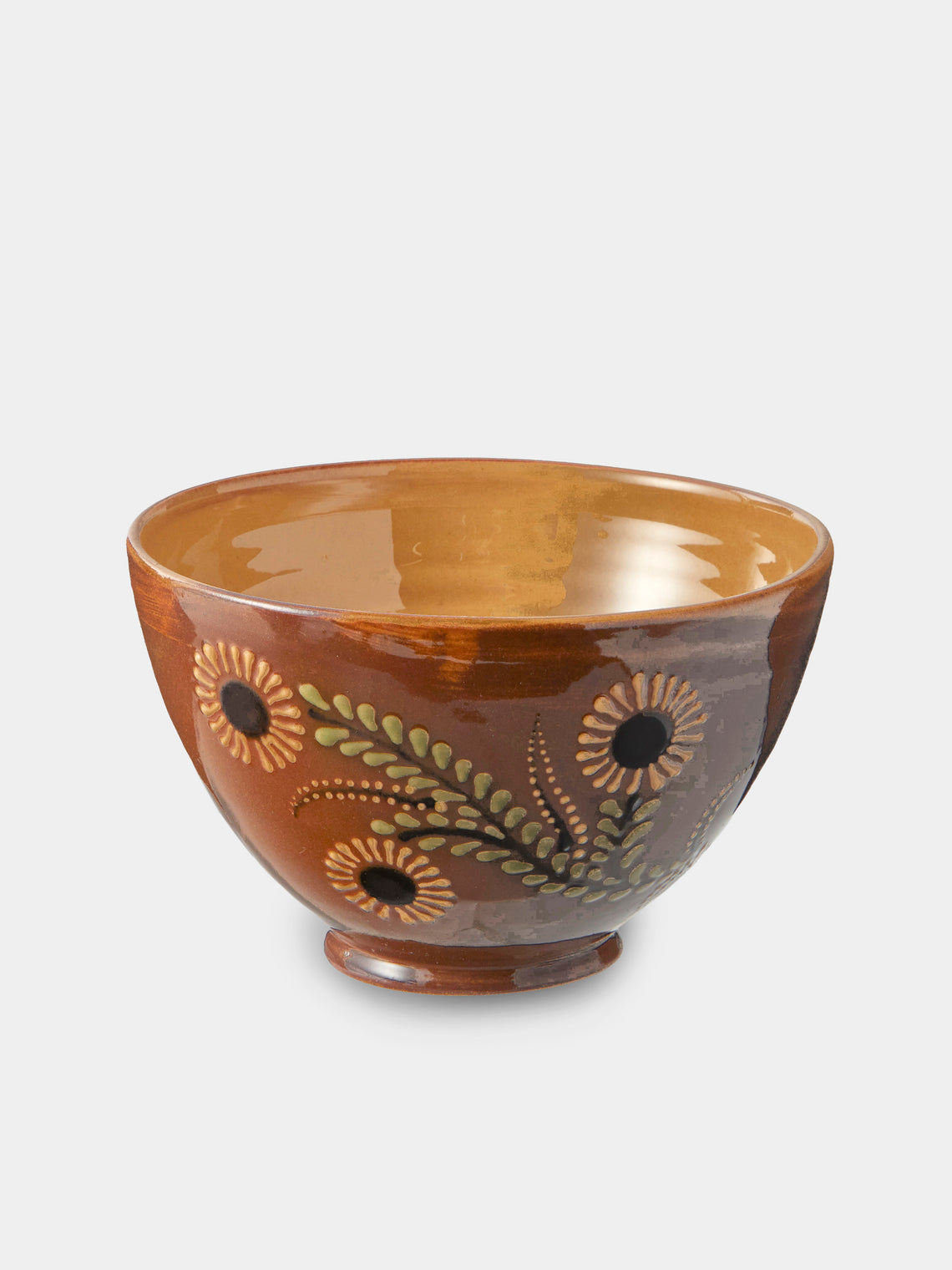 Poterie d’Évires - Flowers Hand-Painted Ceramic Grand Bowls (Set of 4) - Light Brown - ABASK