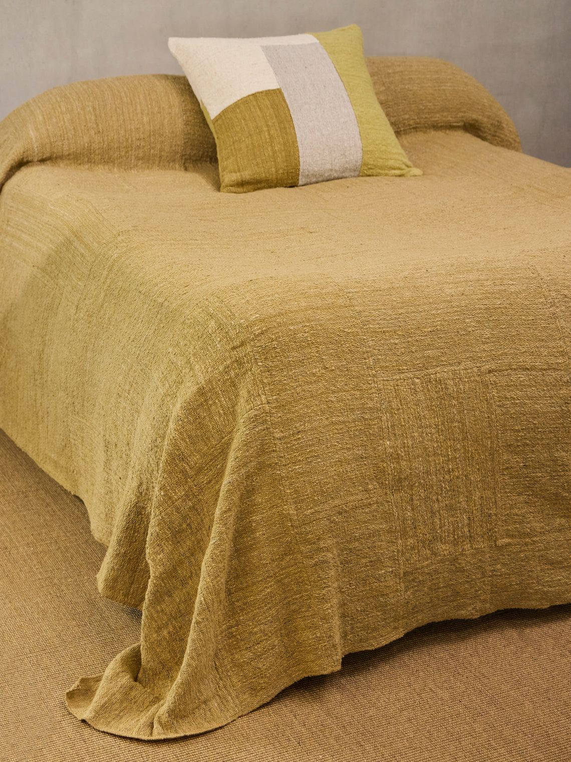 Valentina Hoyos - Hand-Dyed Patchwork Cotton Bedspread (110in/2.8m) - Brown - ABASK