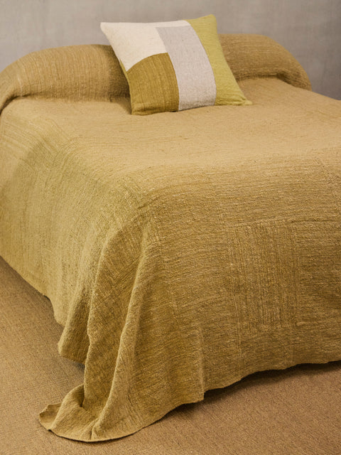 Valentina Hoyos - Hand-Dyed Patchwork Cotton Bedspread (110in/2.8m) - Brown - ABASK