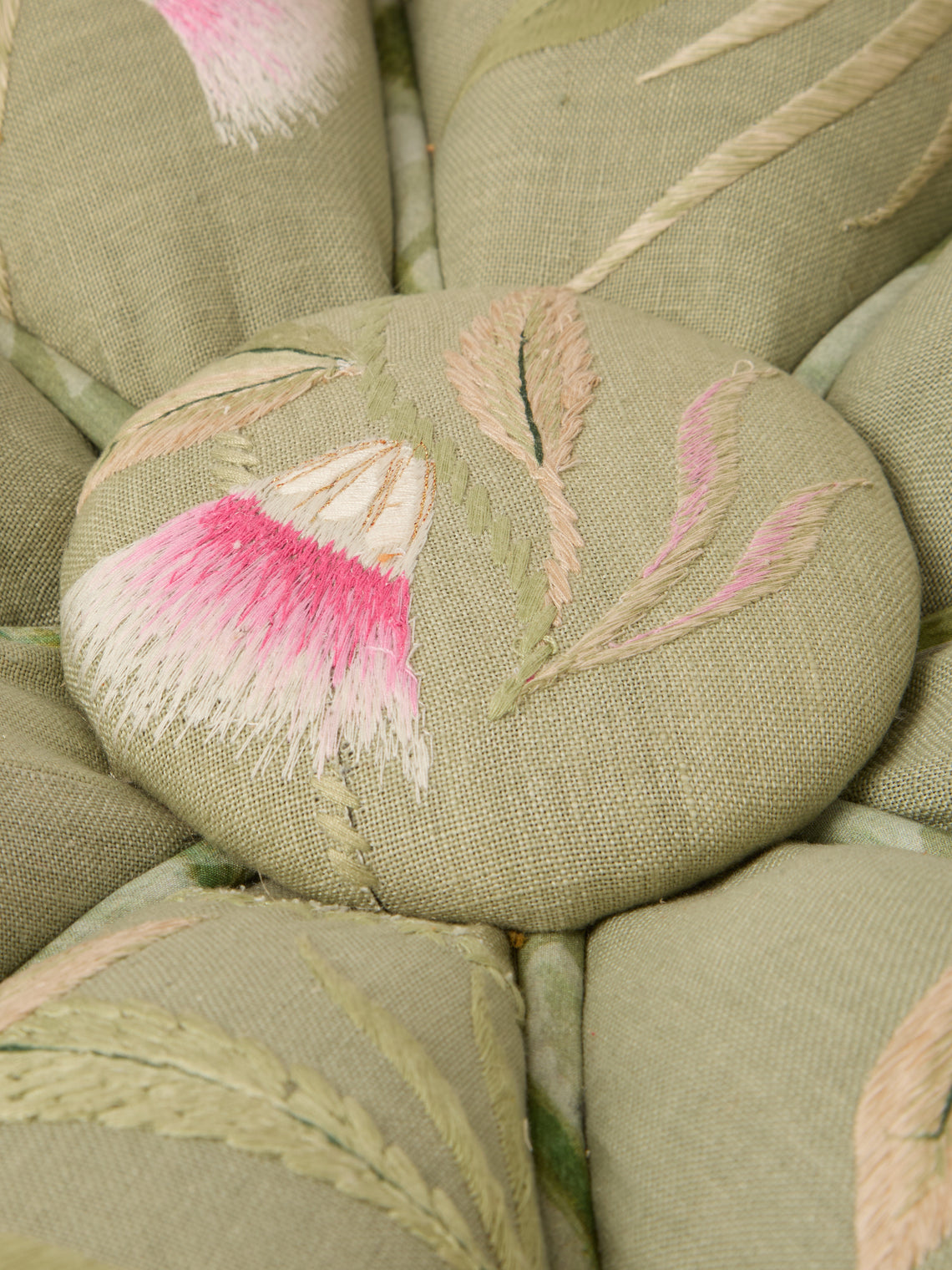 Bokja - Cynzia Embroidered Linen Pouf - Multiple - ABASK