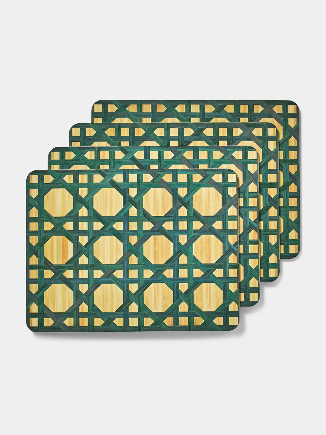 HestiaLiving - Epoch Wood Placemats (Set of 4) - Dark Green - ABASK