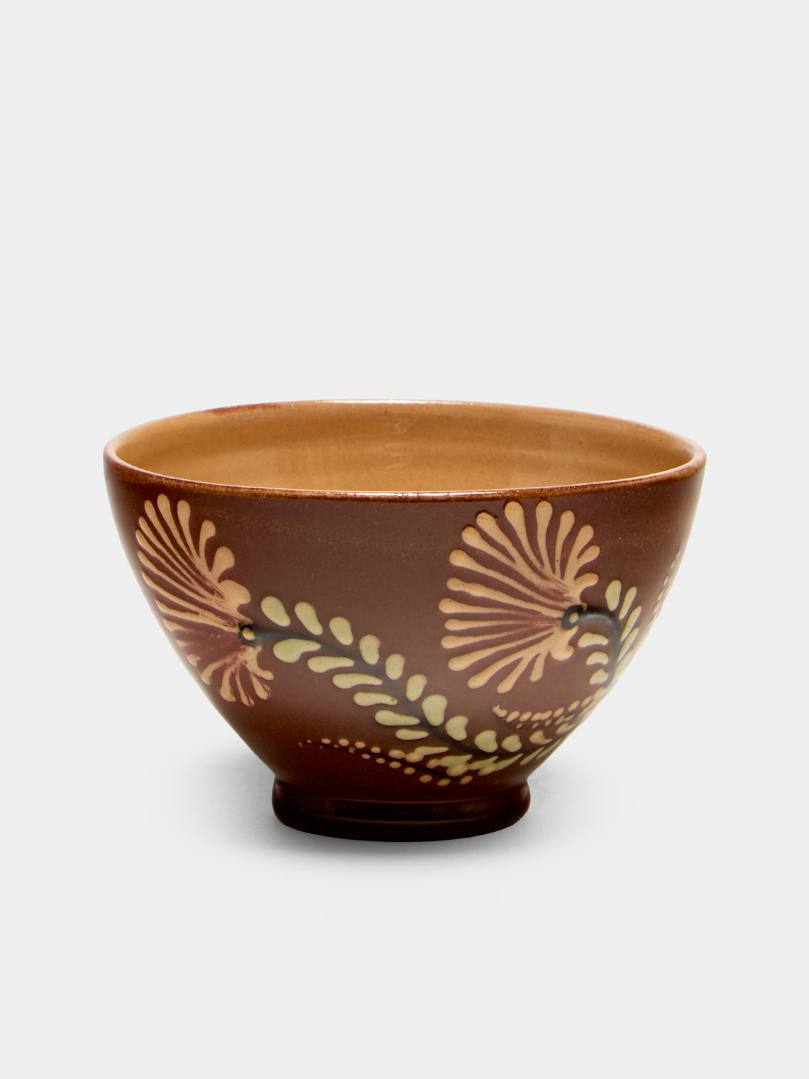 Poterie d’Évires - Flowers Hand-Painted Ceramic Petite Fluted Bowls (Set of 6) - Light brown - ABASK