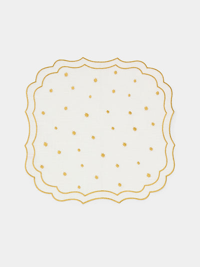 La Gallina Matta - Krinkle Stars Embroidered Linen Placemats (Set of 4) -  - ABASK - 