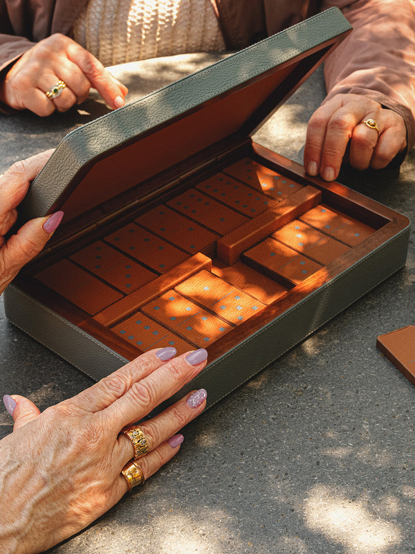 Giobagnara x Poltrona Frau - Leather and Wood Dominoes Set - Blue - ABASK