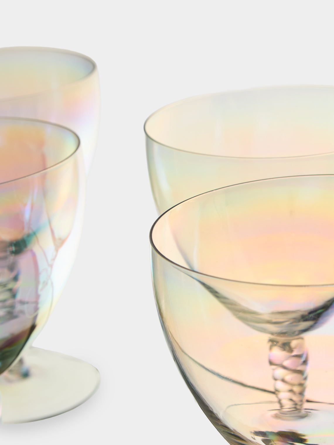 Antique and Vintage - 1950s Pearlescent Red Wine Glasses (Set of 6) - Multiple - ABASK