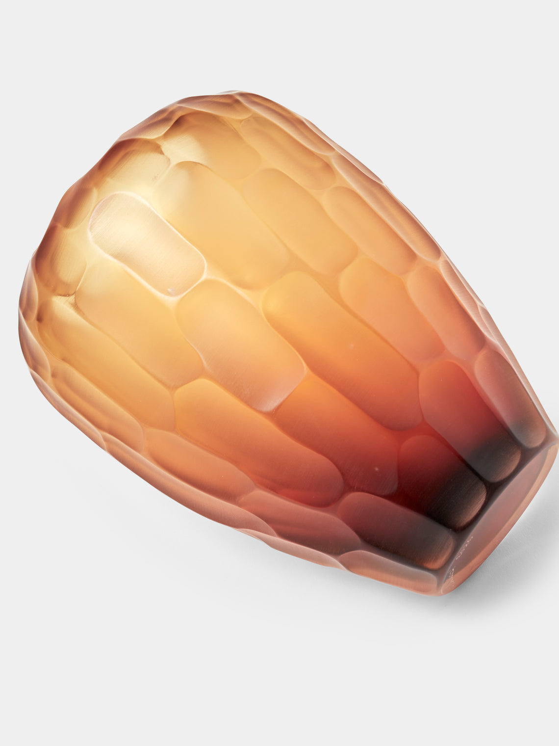 Micheluzzi Glass - Goccia Ambra Bamboo Hand-Blown Murano Glass Vase (9.5in/24cm) - Orange - ABASK