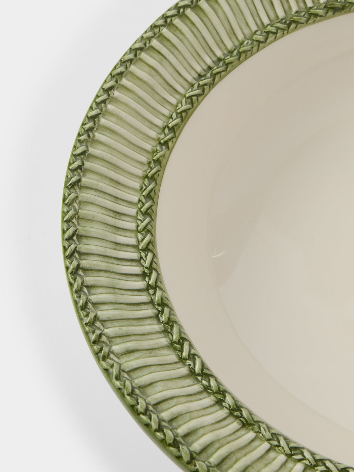 Tessalume Ceramiche - Wicker Hand-Painted Ceramic Large Salad Bowl - Light Green - ABASK