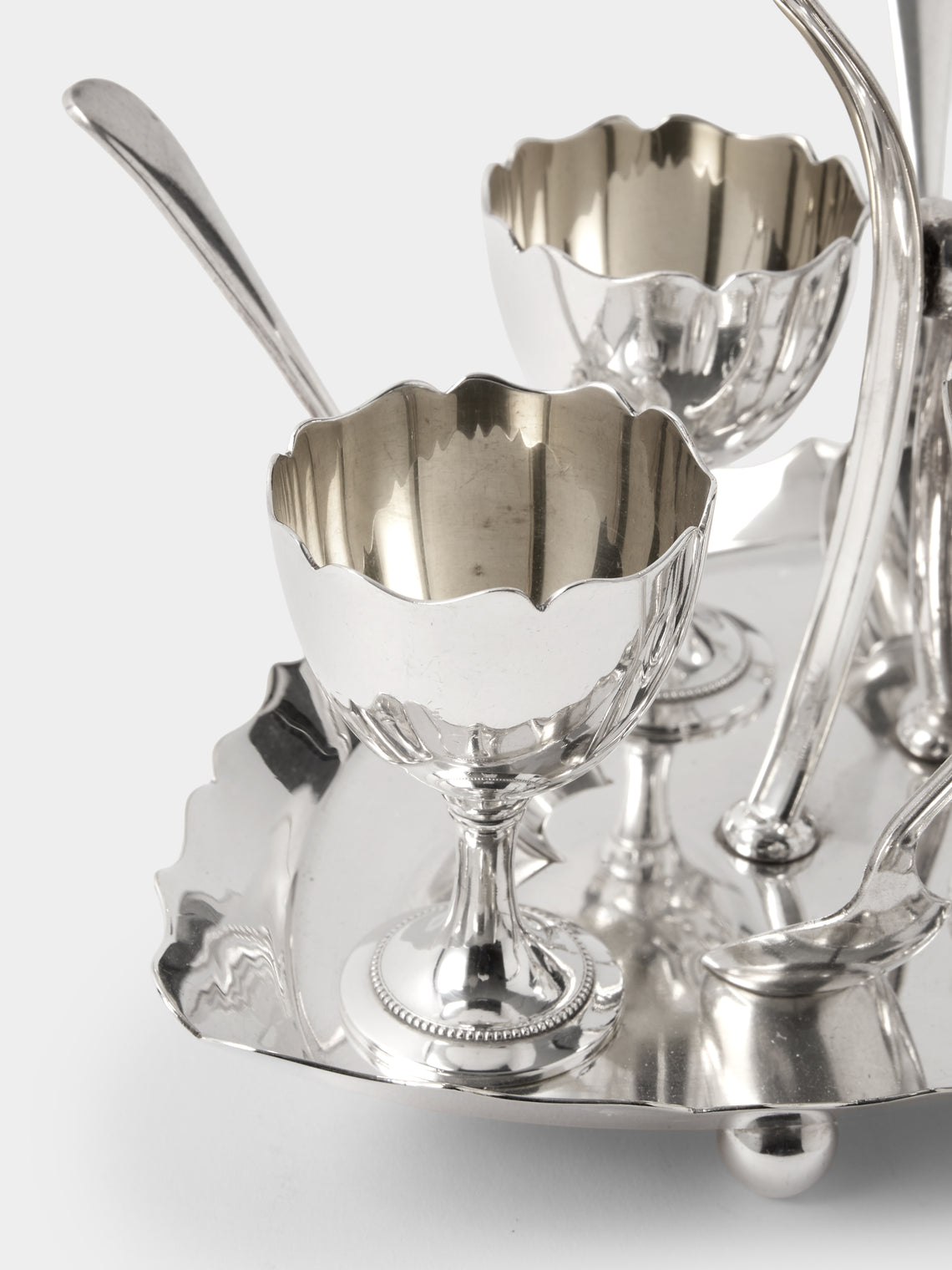 Antique and Vintage - Mid-Century Silver-Plated Egg Serving Set - Silver - ABASK