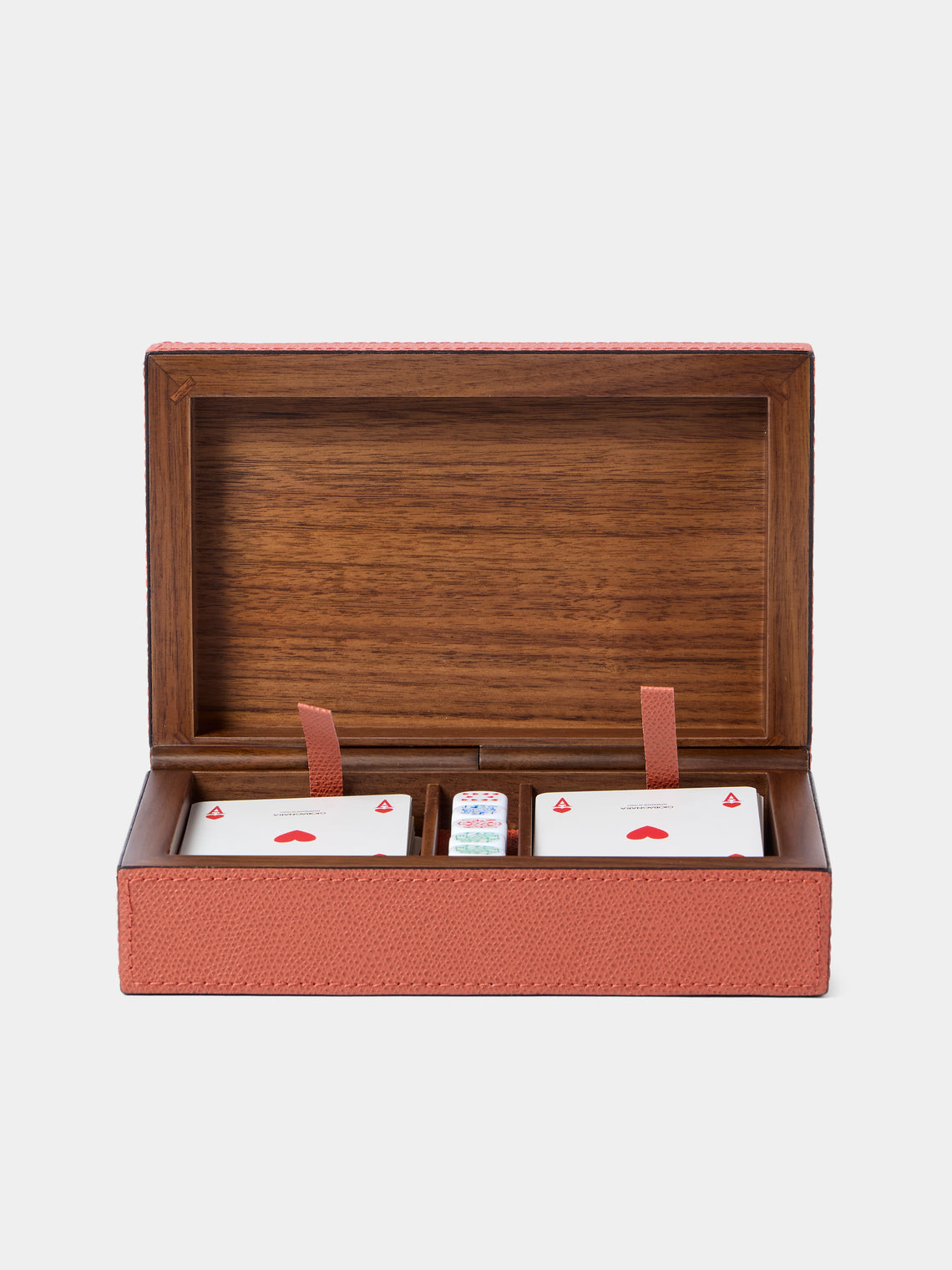 Giobagnara - Leather Royal Dice and Playing Cards Set - Red - ABASK - 