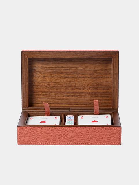 Giobagnara - Leather Royal Dice and Playing Cards Set - Red - ABASK - 