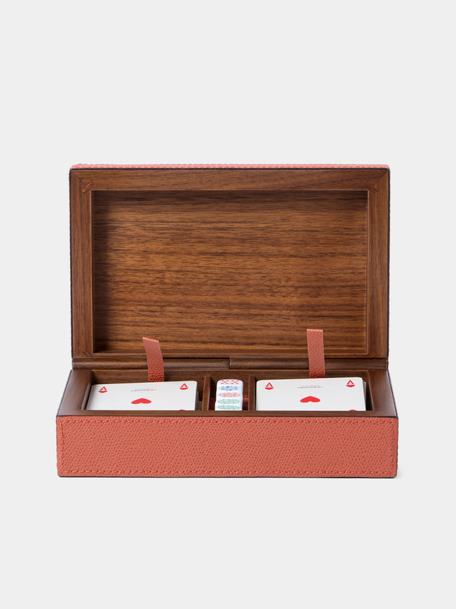 Giobagnara - Leather Royal Dice and Playing Cards Set - Red - ABASK - 