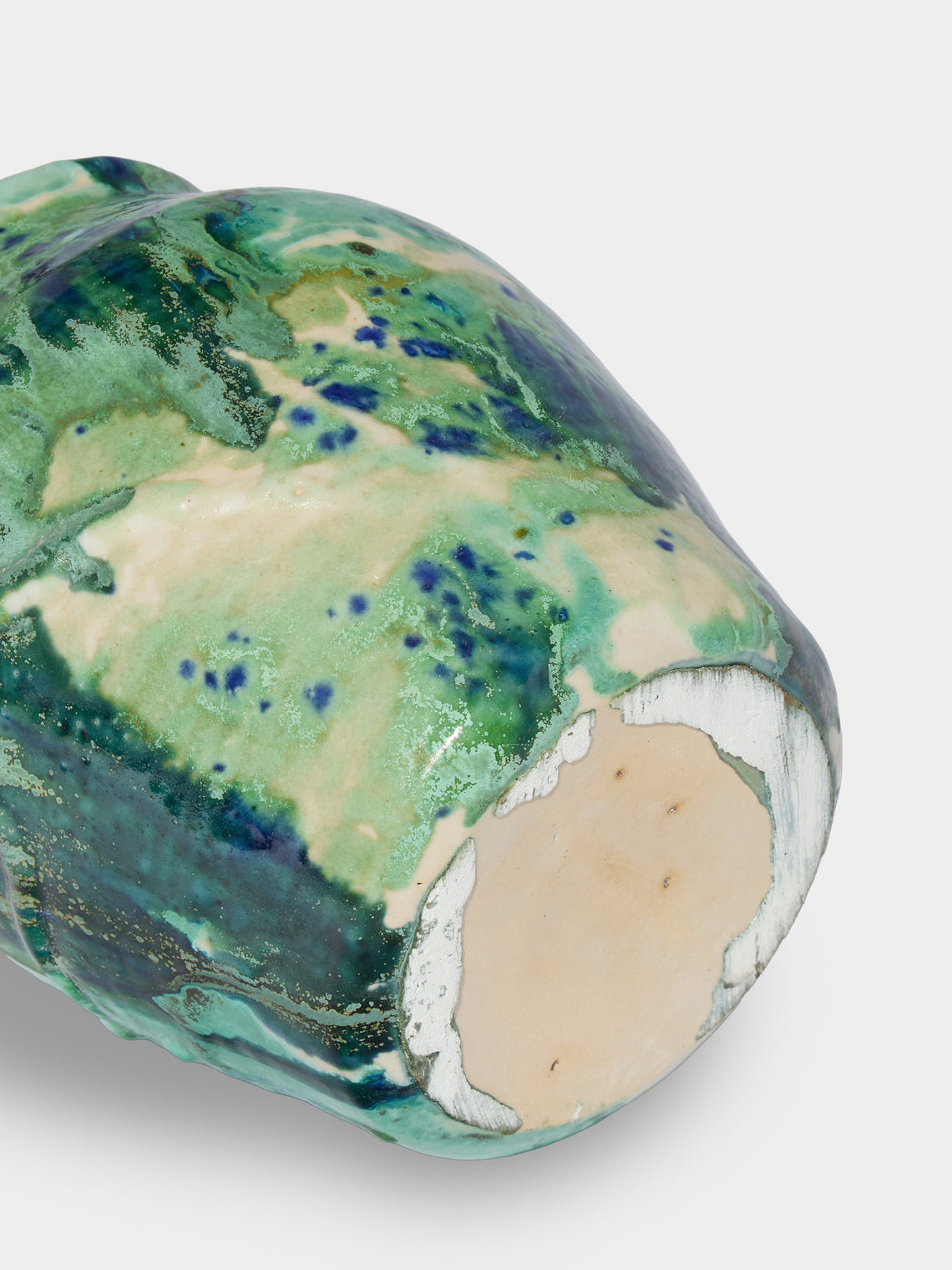 Antique and Vintage - Mid-Century Ceramic Vase (7in/18cm) - Green - ABASK