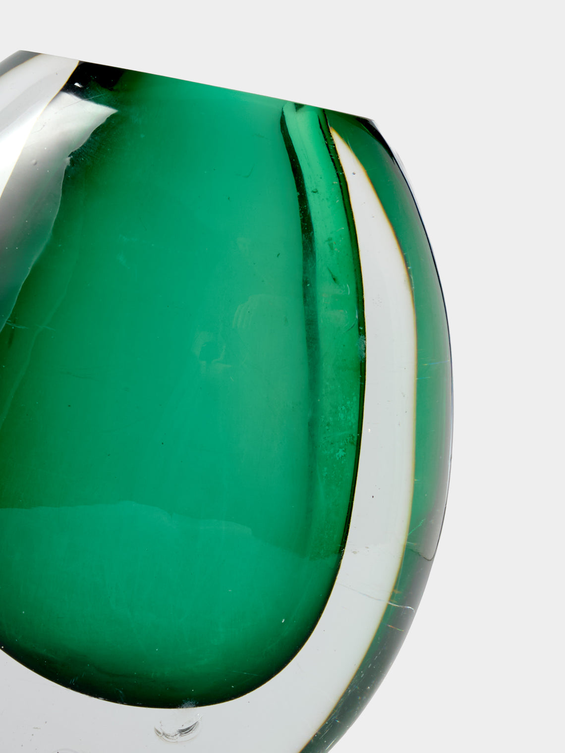 Antique and Vintage - 1950s Murano Glass Vase (7.5in/19cm) - Green - ABASK