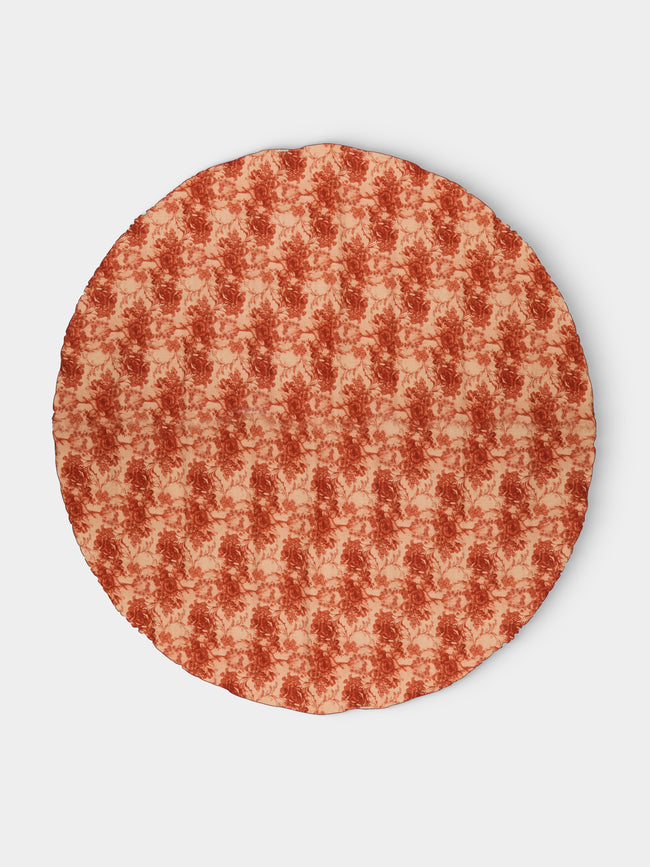 Borgo delle Tovaglie - Filo Rita Ruggine Embroidered Linen Round Tablecloth (86.5in/2.2m) - Red - ABASK - 