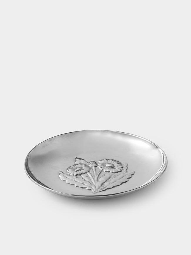 Antique and Vintage - 1950s Flower Silver-Plated Trinket Tray - Silver - ABASK - 