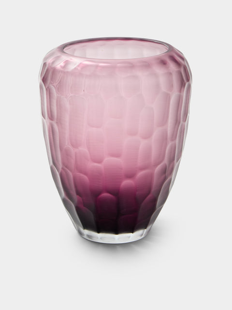 Micheluzzi Glass - Goccia Ametista Bamboo Hand-Blown Murano Glass Vase (9in/23cm) - Purple - ABASK - 