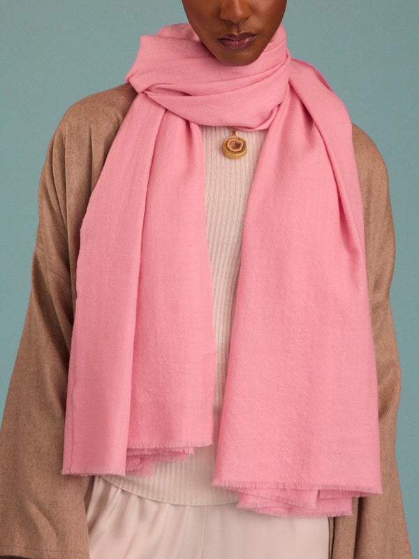 Me & K - Cashmere Solid Twill Scarf (78.5in/2m) - Pink - ABASK