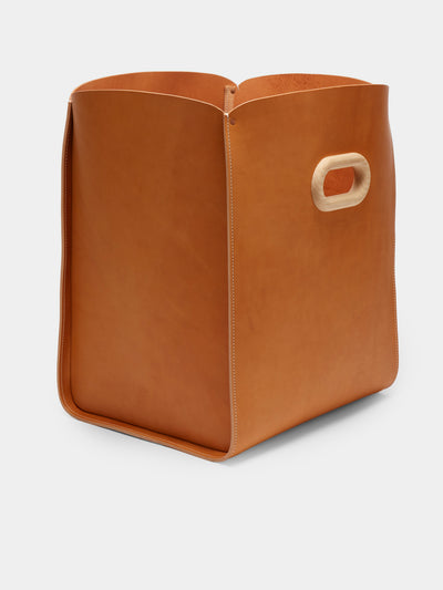 Otzi Studio - Leather Ample Large Storage Basket - Tan - ABASK - 