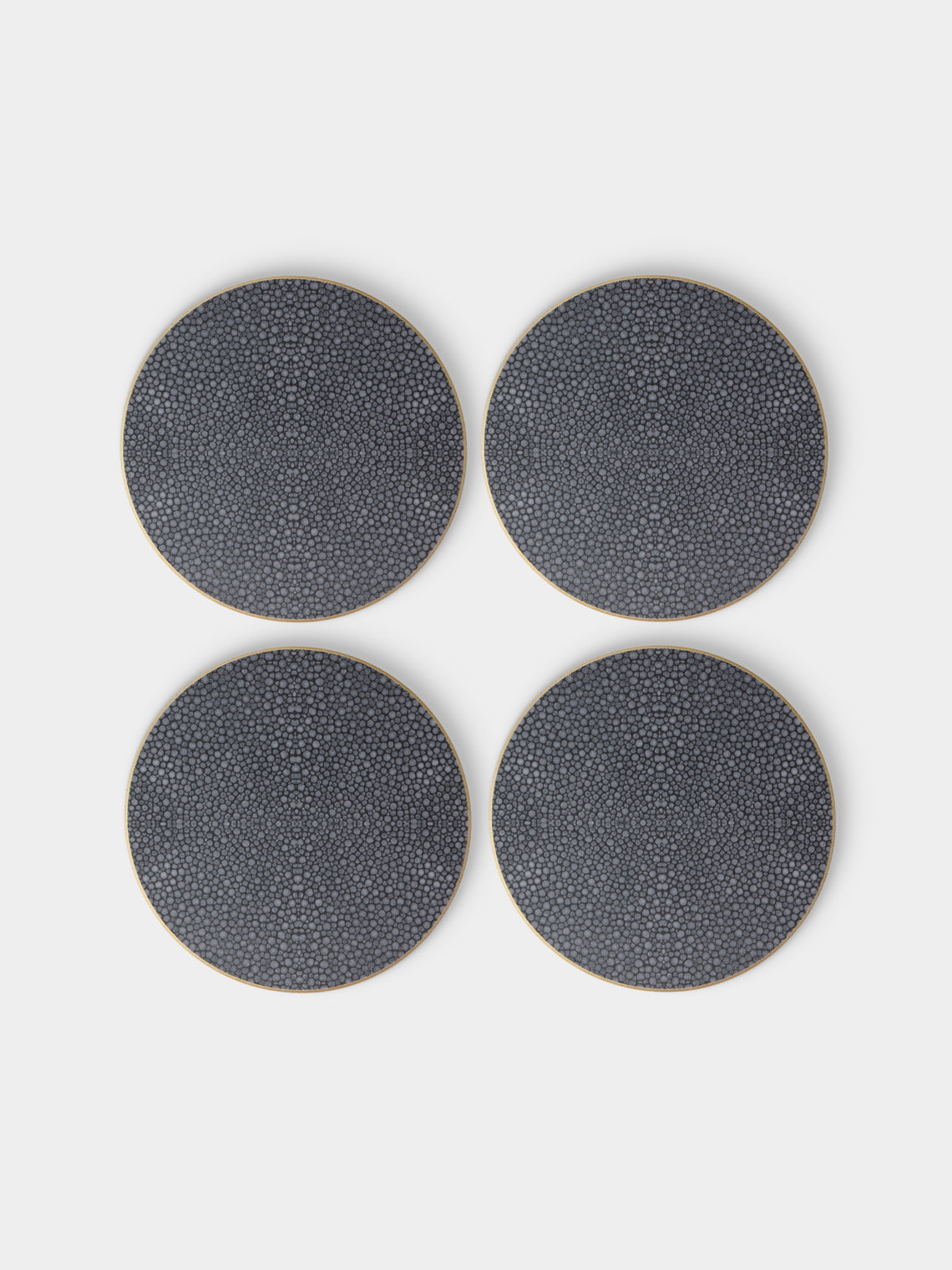 HestiaLiving - | Set of 4 | Prestige Faux Shagreen Coasters - Gray - ABASK - 
