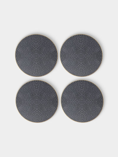HestiaLiving - | Set of 4 | Prestige Faux Shagreen Coasters - Gray - ABASK - 