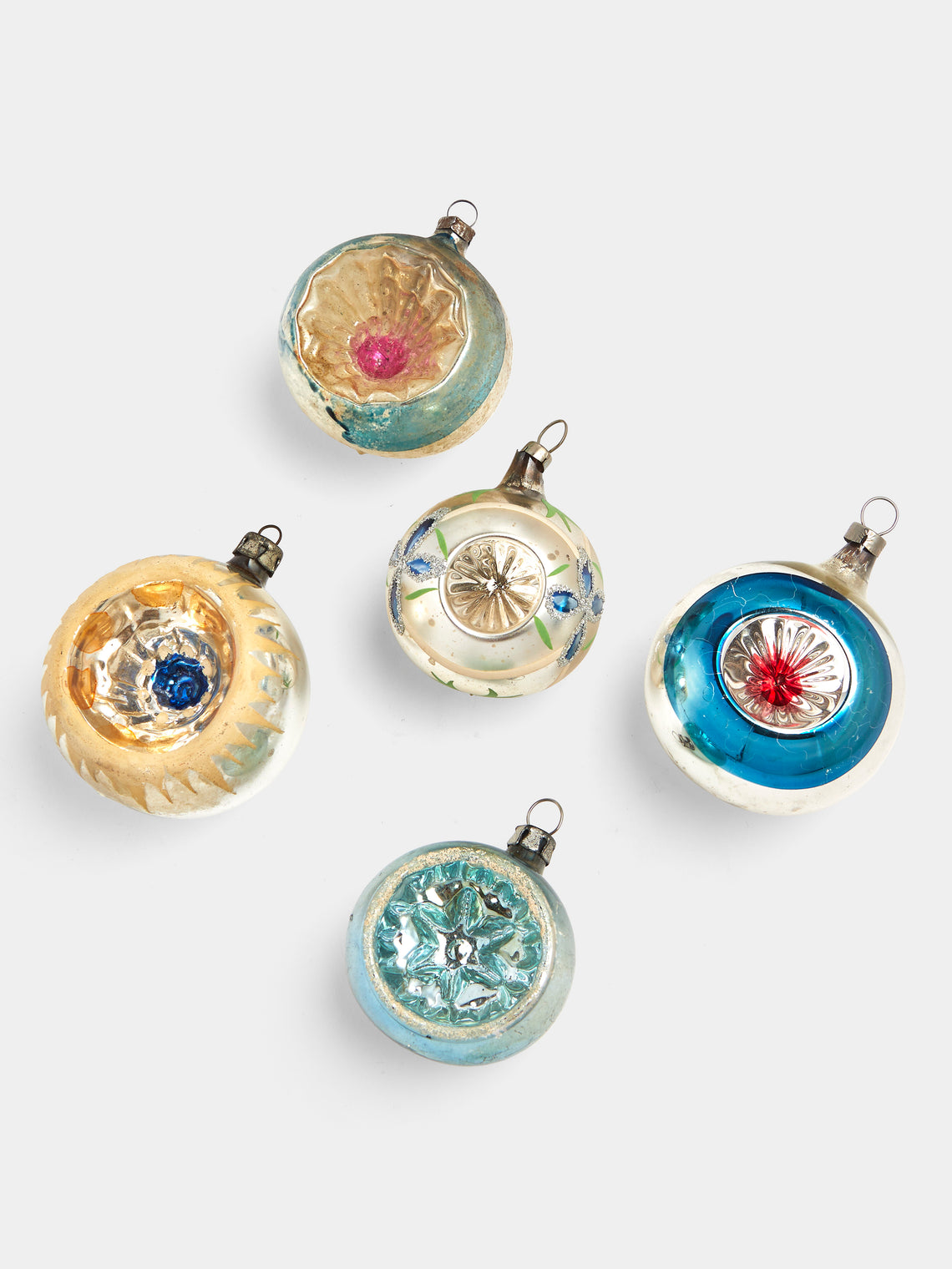 Antique and Vintage - Early-20th-Century Reflective Glass Baubles (Set of 5) - Multiple - ABASK