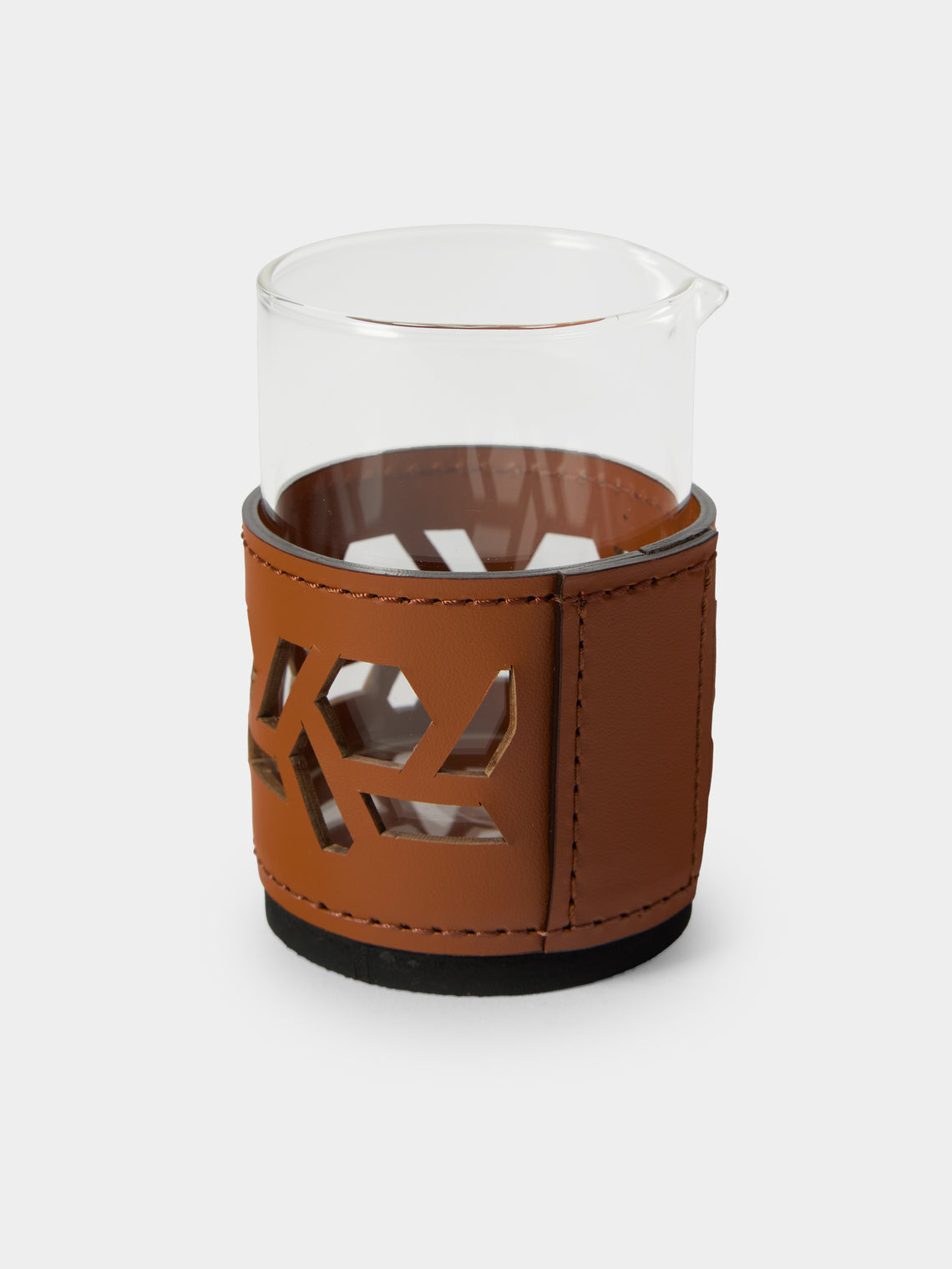 RUDI - Fiordaliso Glass and Leather Milk Jug - Brown - ABASK