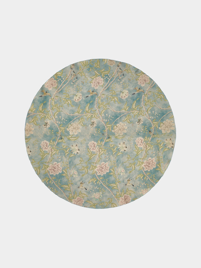 Borgo delle Tovaglie - Filo Affresco Embroidered Linen Round Tablecloth (86.5in/2.2m) - Blue - ABASK - 