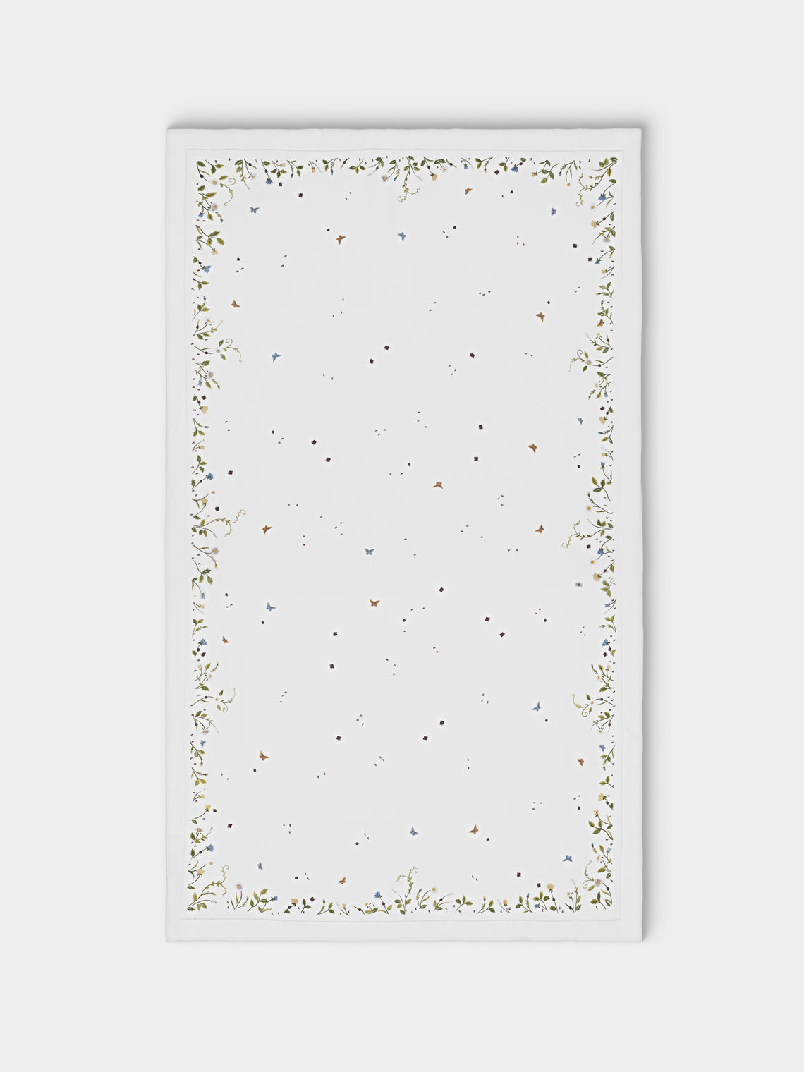 ERI Textiles - Flower Meadow Hand-Embroidered Rectangular Tablecloth (118in/3m) - Multiple - ABASK