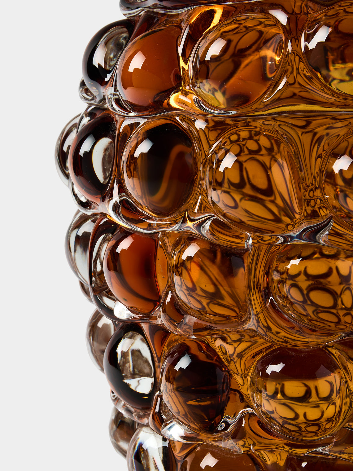 Yali Glass - Boboli Hand-Blown Murano Glass Vase (8.5in/22cm) - Brown - ABASK