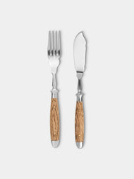 Eichenlaub - Light Oak Old German Fish Cutlery (Set of 2) - Natural - ABASK - 