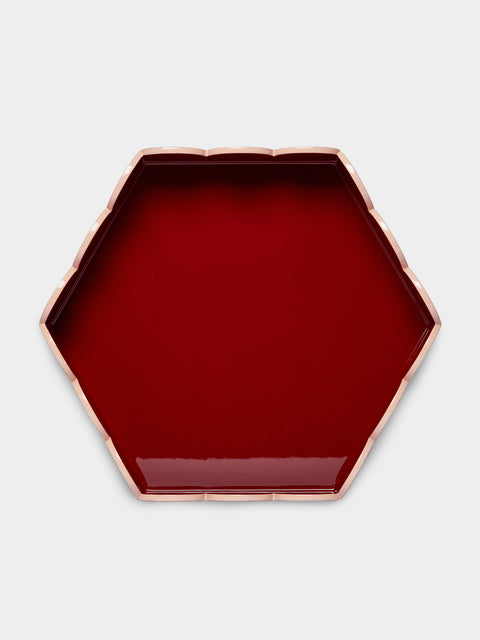 Scarlett And Sallis - Lacquered Wood Large Scalloped Tray -  - ABASK - 