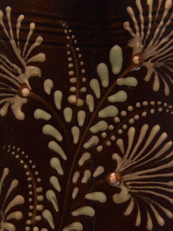 Poterie d’Évires - Flowers Hand-Painted Ceramic Milk Jug - Dark brown - ABASK