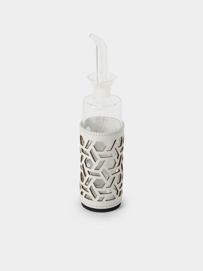 RUDI - Imperia Glass and Leather High Cruet - White - ABASK - 