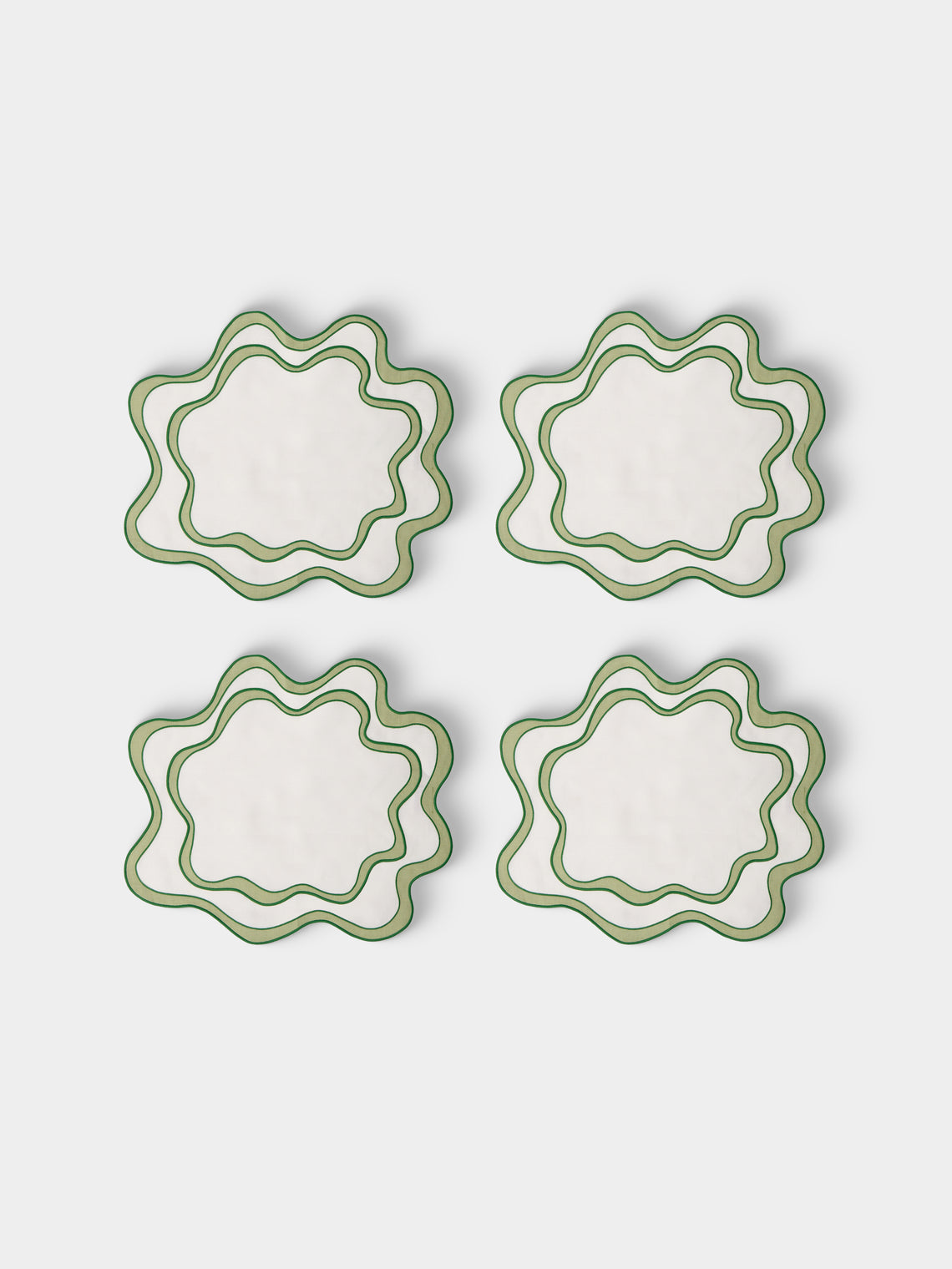 Cosima Swayze - | Set of 4 | x Los Encajeros Wave Linen Placemats - White - ABASK