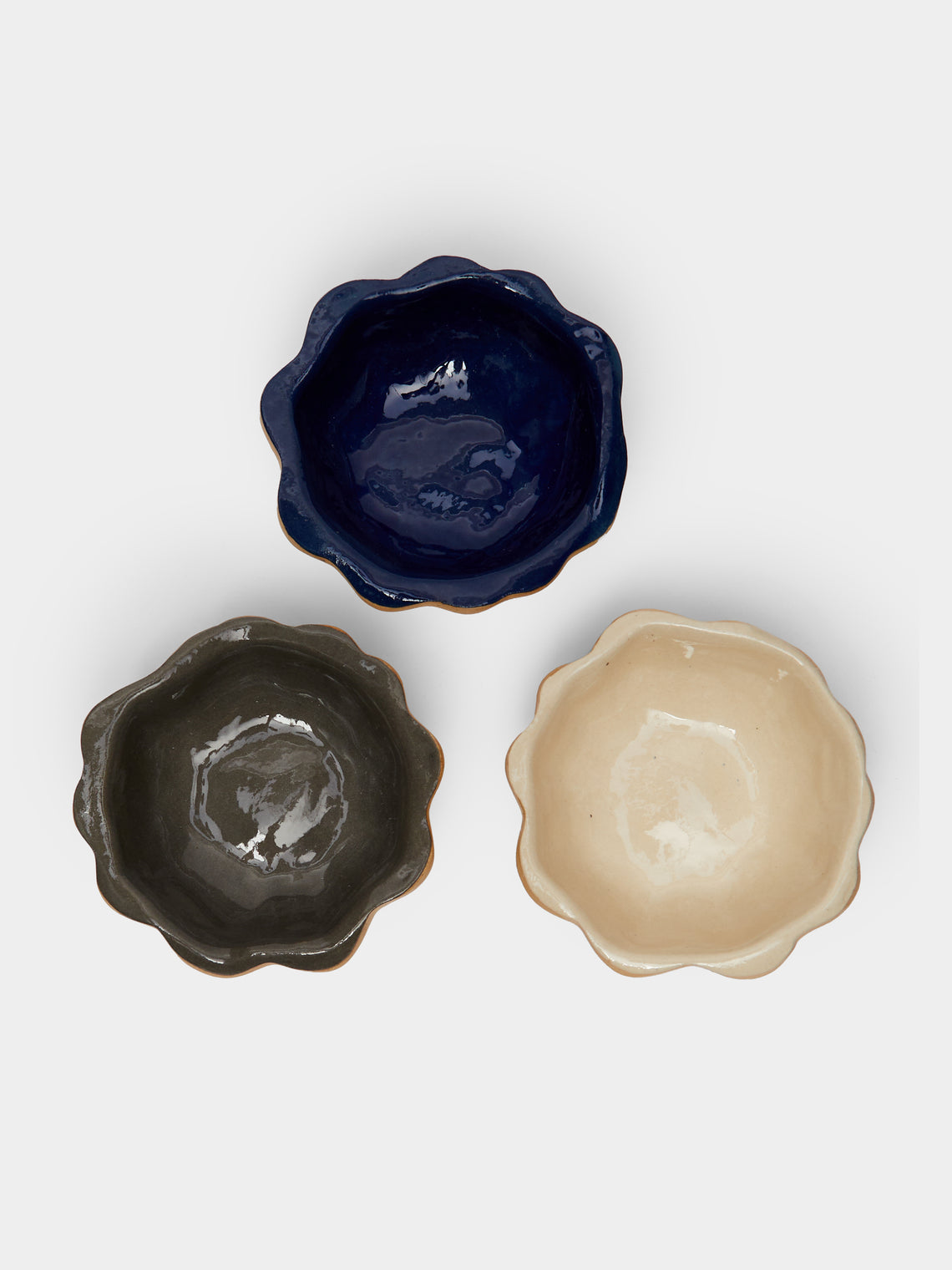 Terrafirma Ceramics - Ceramic Scalloped Dipping Bowls (Set of 3) -  - ABASK