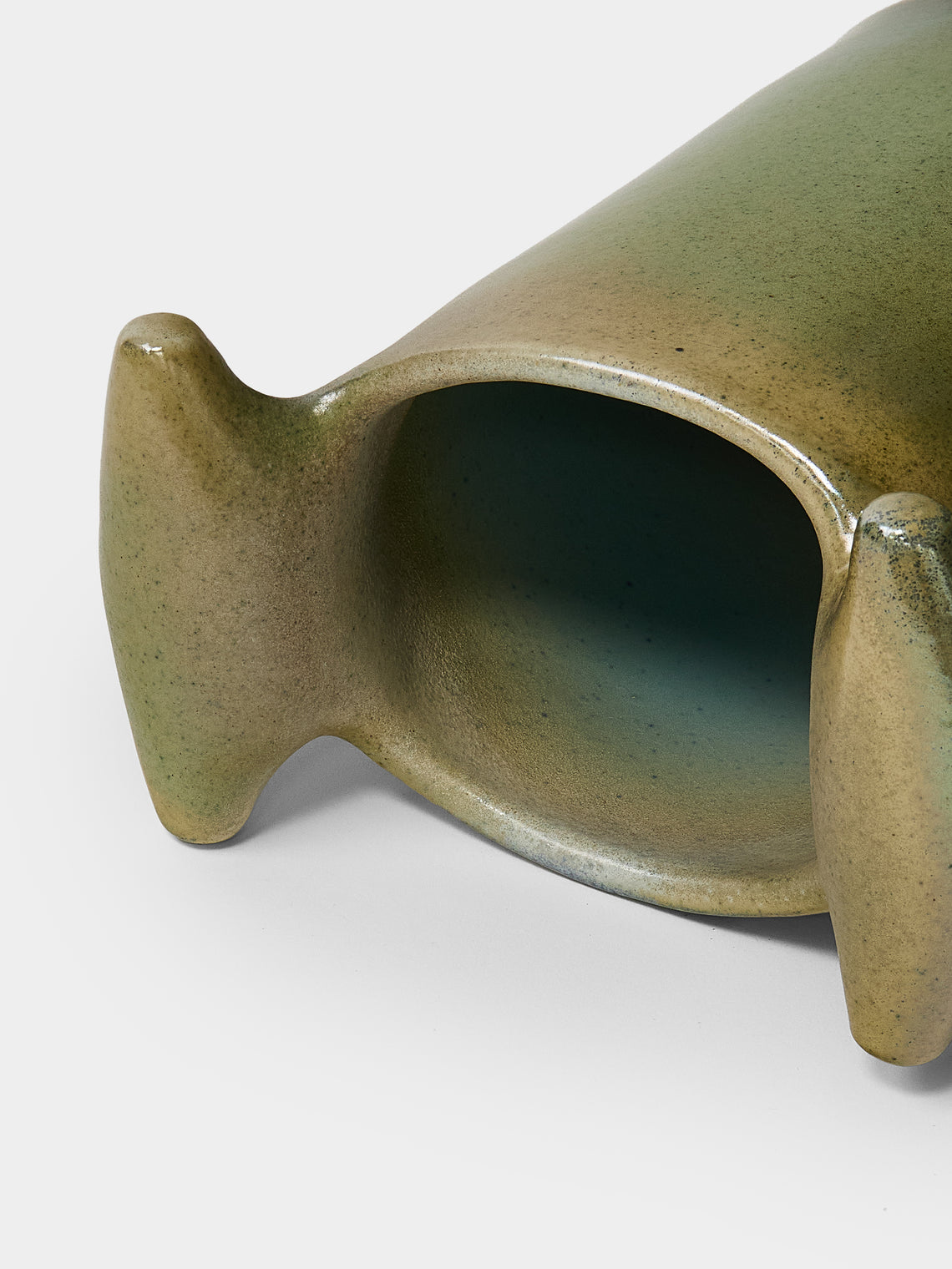 Ruth King - Hand-Built Ceramic Vase (9.5in/24cm) - Green - ABASK
