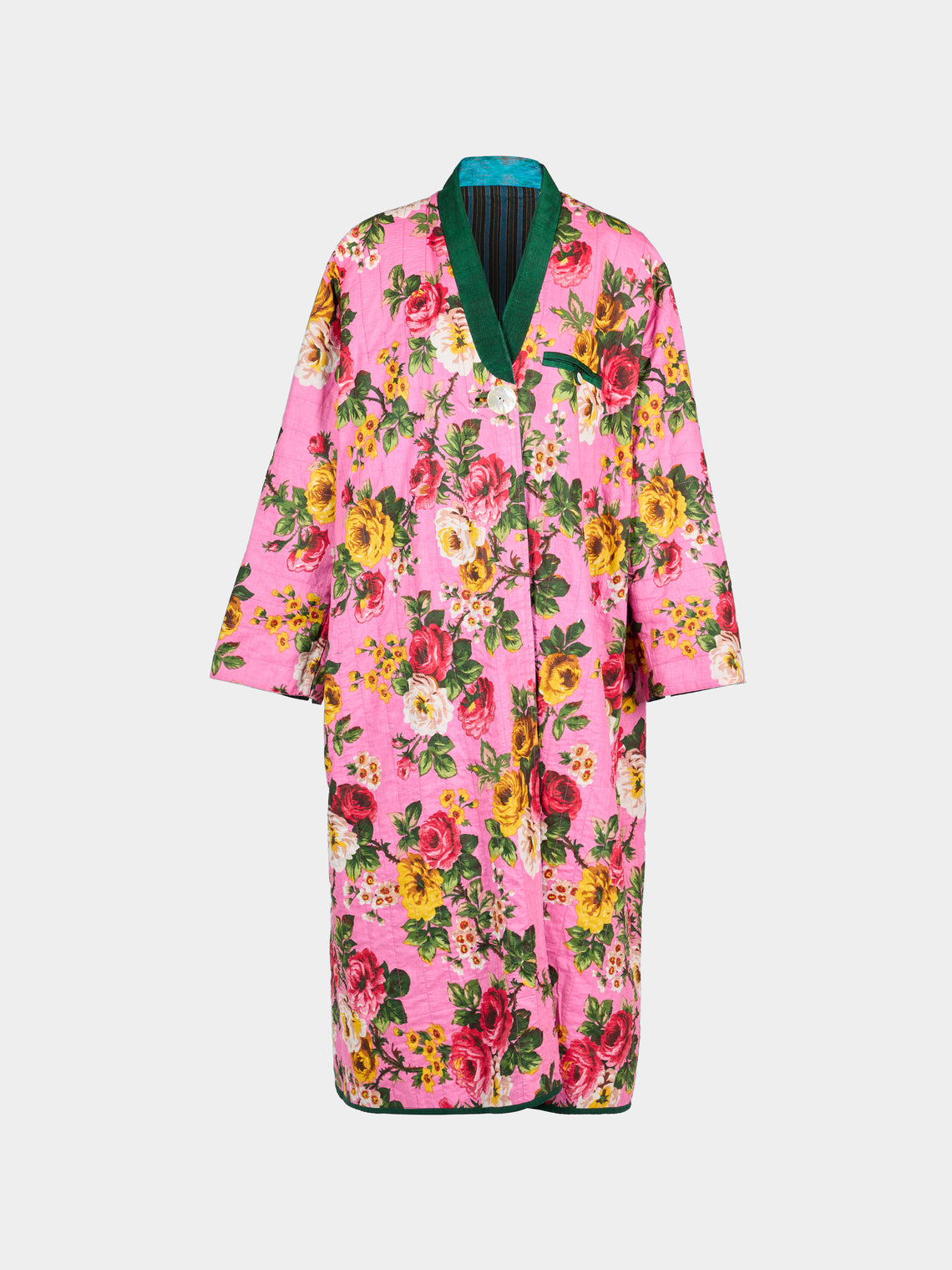 Nazzy Beglari - Hand-Loomed Ikat Cotton Reversible Chapan-Style Robe | One Size - Multiple - ABASK