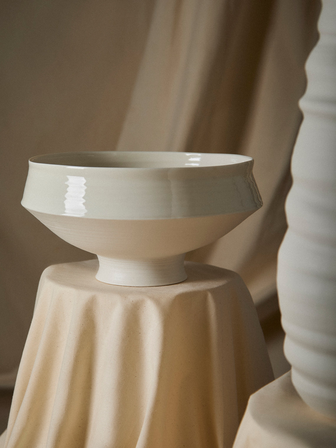Johanne Coker - No. 3 Hand-Thrown Porcelain Bowl - White - ABASK