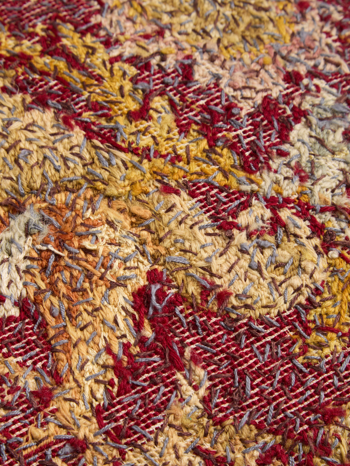By Walid - 19th-Century English Needlepoint Wool and Damask Cushion (19.5in/50cm) - Multiple - ABASK
