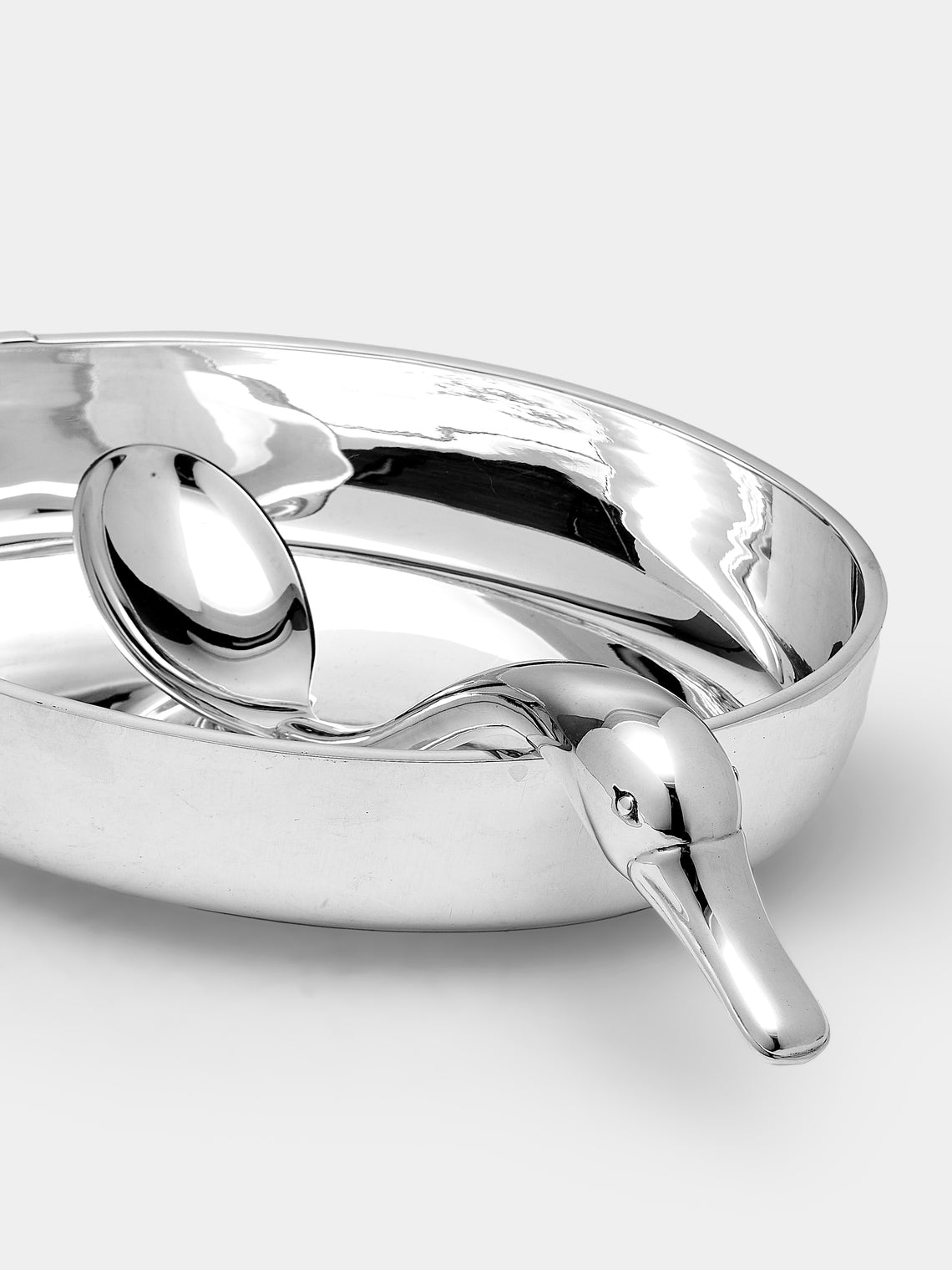 Antique and Vintage - 1940s Cesa Solid Silver Duck Serving Dish and Spoon - Silver - ABASK