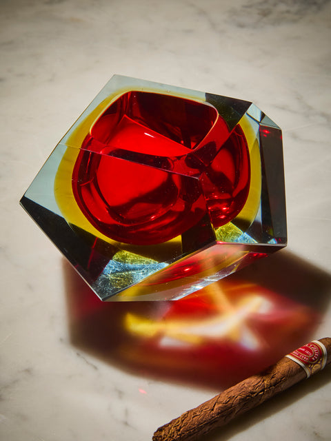 Antique and Vintage - 1950s Flavio Poli Murano Glass Ashtray - Red - ABASK