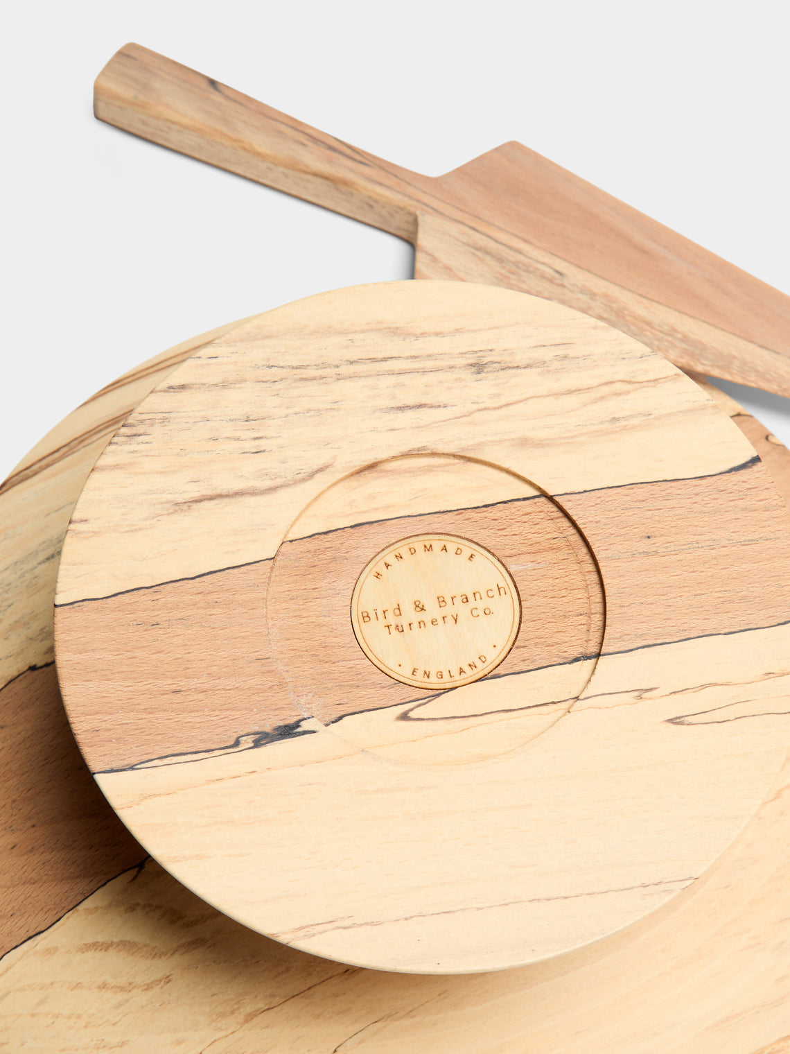 Bird & Branch - Hand-Turned Spalted Beech Cake Stand with Server - Natural - ABASK