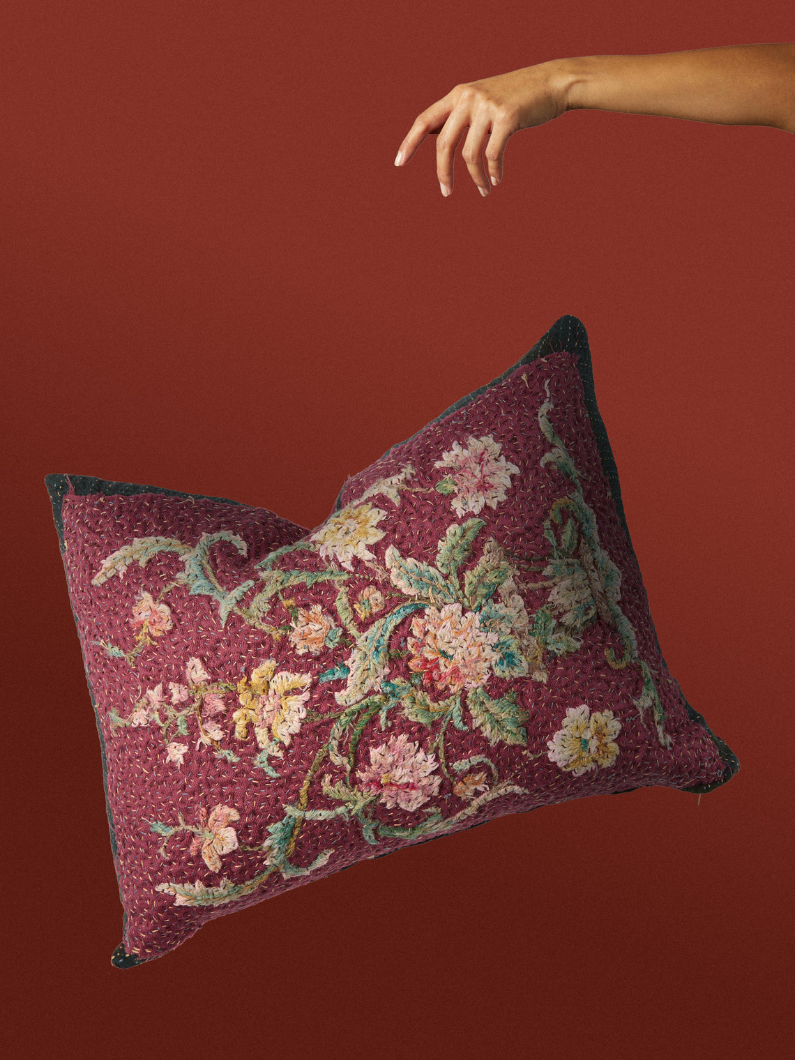 By Walid - 18th-Century Embroidery Damask Cushion (26.5in/67cm) - Multiple - ABASK