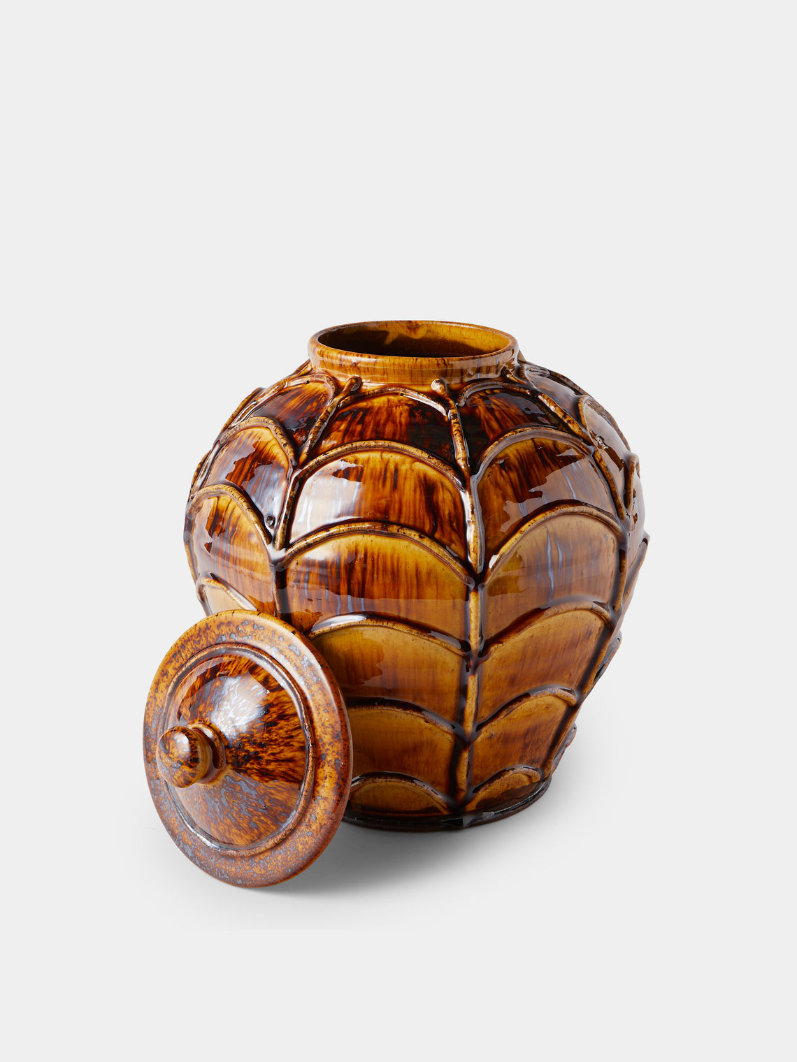 Fitch & McAndrew - Appliqué Slipware Large Lidded Jar - Brown - ABASK